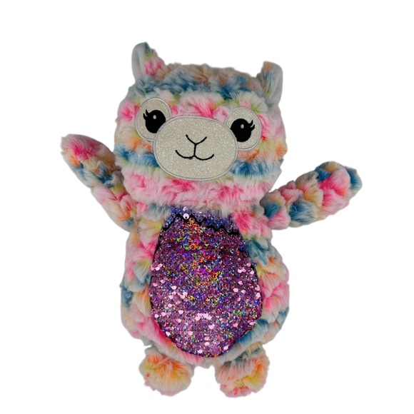 Tie Dye Sparkling Flip Sequin Belly Adorable Plush Llama - Picture 2 of 5